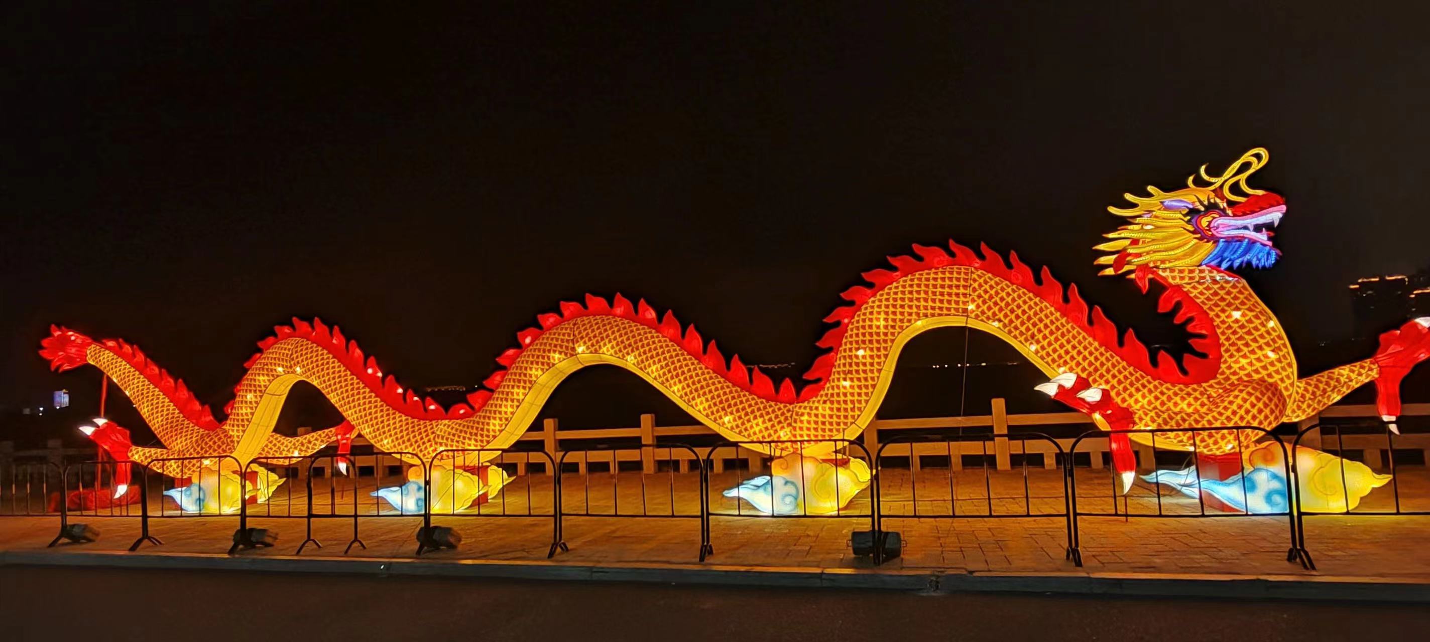 中国龙，春节花灯灯会中国龙灯组