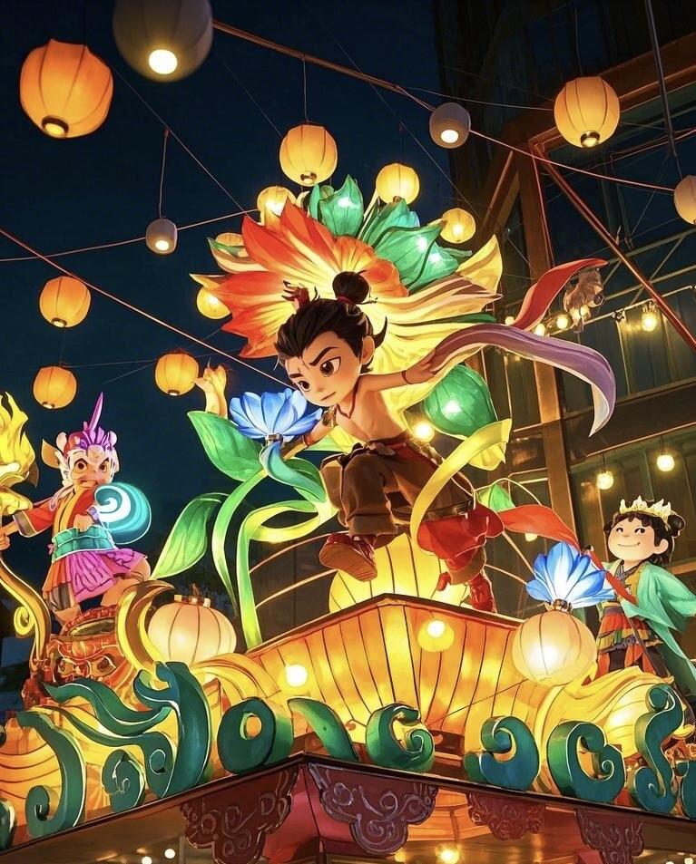 哪吒花灯美陈制作魔童闹海彩灯灯光