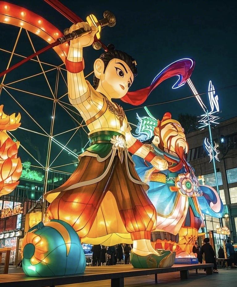 哪吒花灯美陈制作魔童闹海彩灯灯光