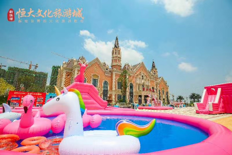 粉色水上冲关，粉色滑道，粉色系列水上设备
