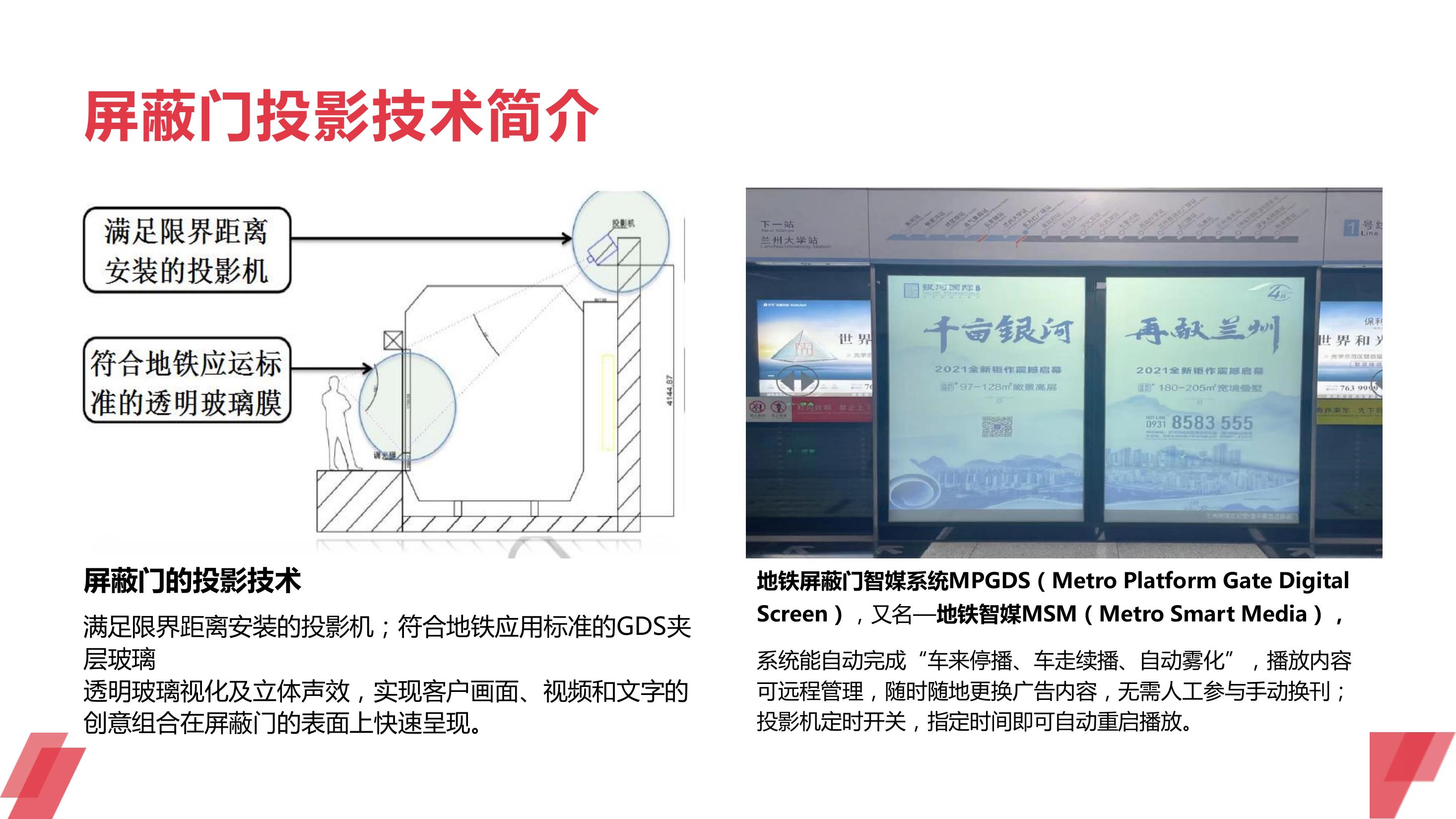 兰州地铁一号线屏蔽门投影广告