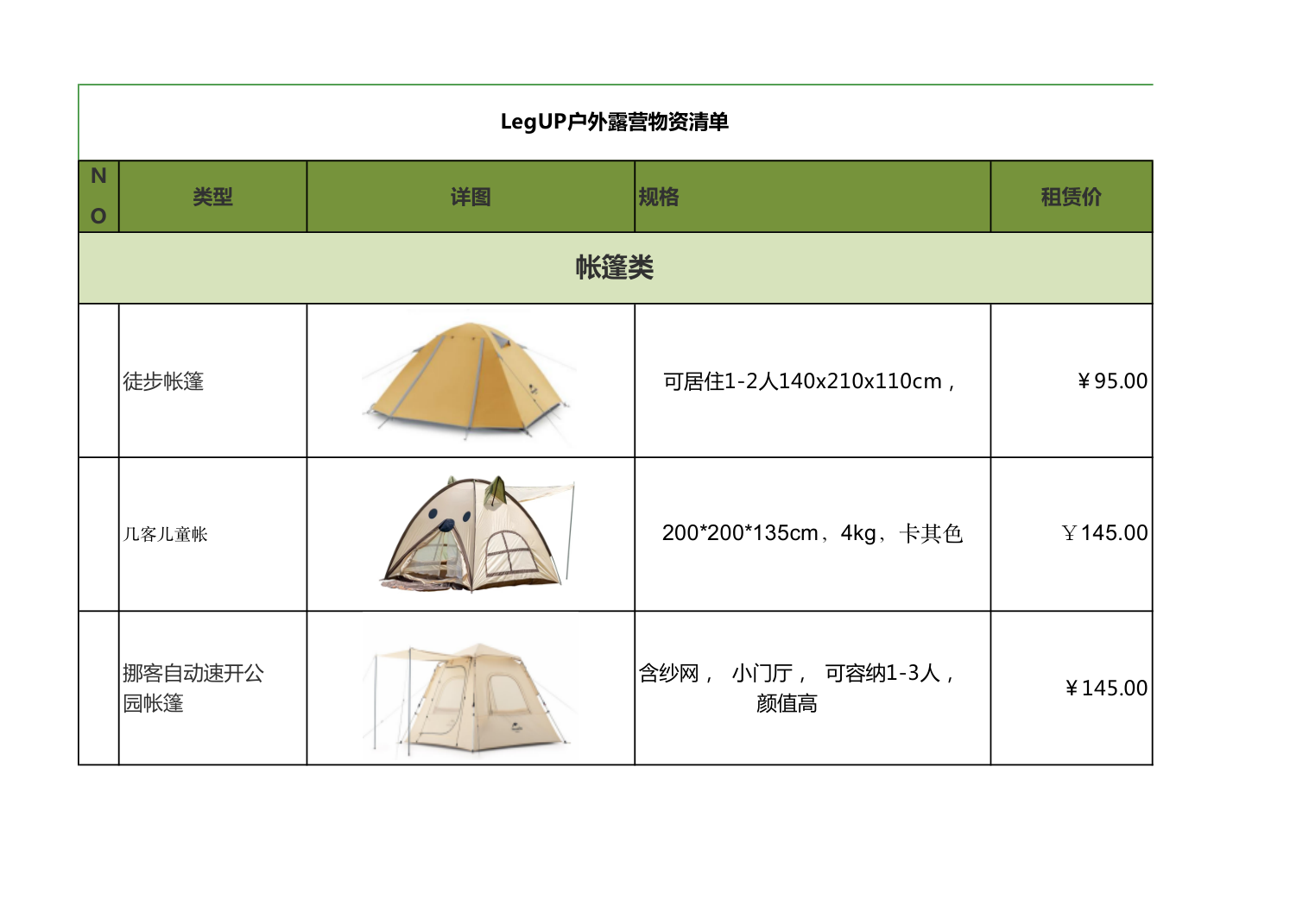 全国范围户外露营装备租赁